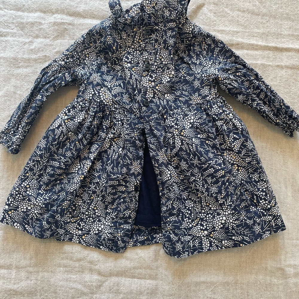 JACADI Navy Blue Floral Liberty Print Dress 6 Months - Picture 5 of 6